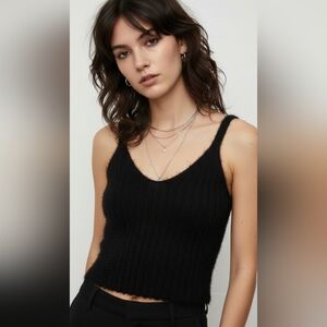 Trendy Threads Knit Tank Black Fuzzy Ribbed Fairy Goth Whimsygoth Bodycon 1X